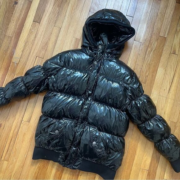 Appaman Girls Puffy Coat in Black Glitter Size 12 Down Filled Winter Jacket - Picture 4 of 16
